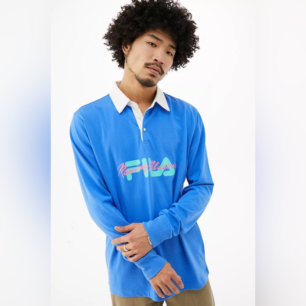 NWT FILA Sonic Blue Damian Rugby Shirt